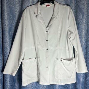 Dickies 3XL Stretch Lab Coat White Button Jacket Medical Nurse Workwear